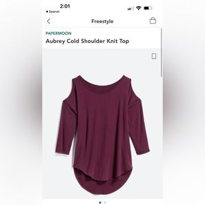 Paper moon maroon cold shoulder top.